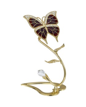 24K GOLD PLATED BUTTERFLY ON SPRING FLOWER 